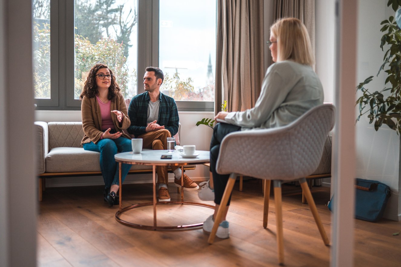 Caucasian Couple Starting Couple Therapy With Professional